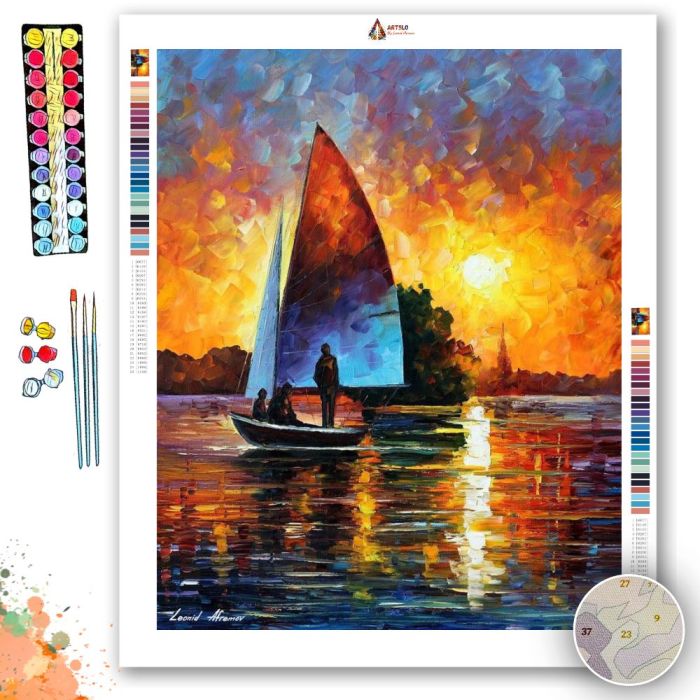 SUNSET BY THE LAKE - Paint By Numbers Full Kit