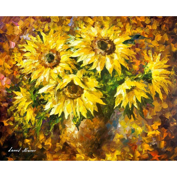 Sunny Sunflower Floral Painting on 8x8 Canvas