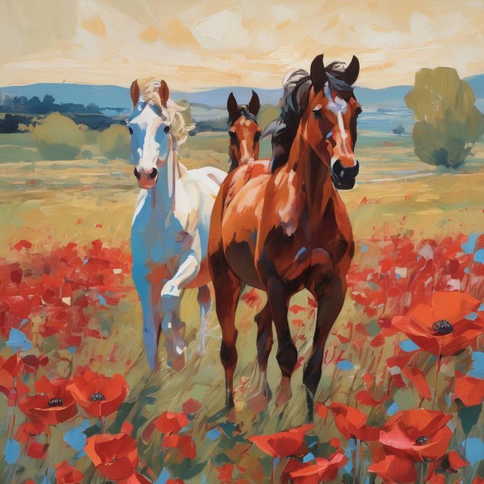 Horses And Poppies