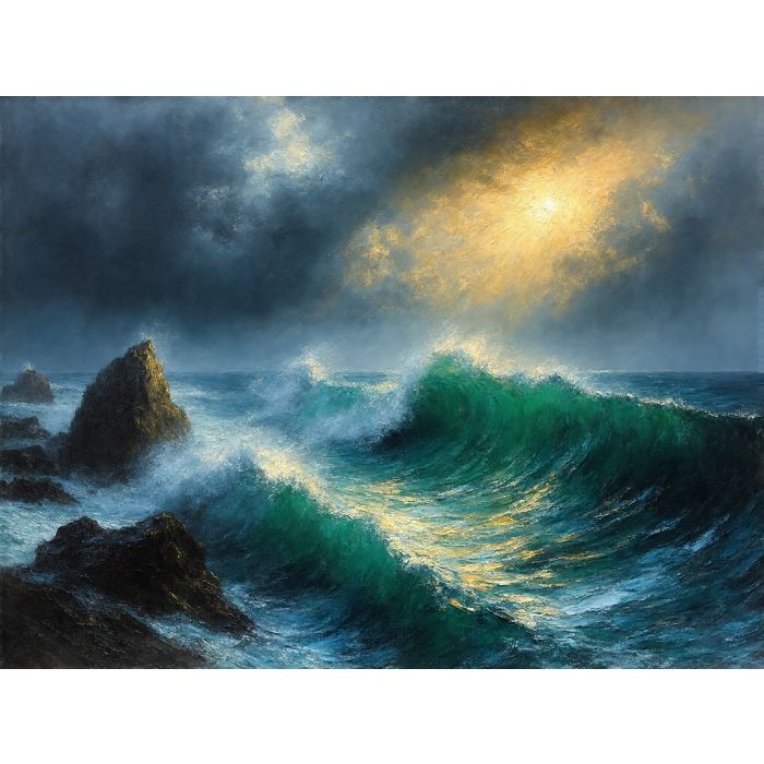 Golden Light on the Storm Wave
