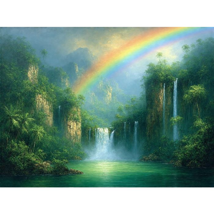 Rainbow Over the Hidden Jungle Falls