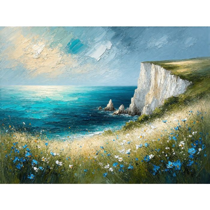 Wildflowers Above the Turquoise Sea Cliffs