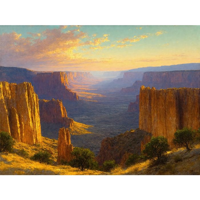 Golden Cliffs in a Sunlit Canyon