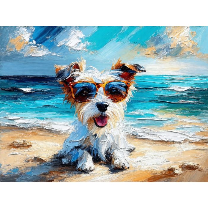 Summer Vacation Dog on the Shoreline