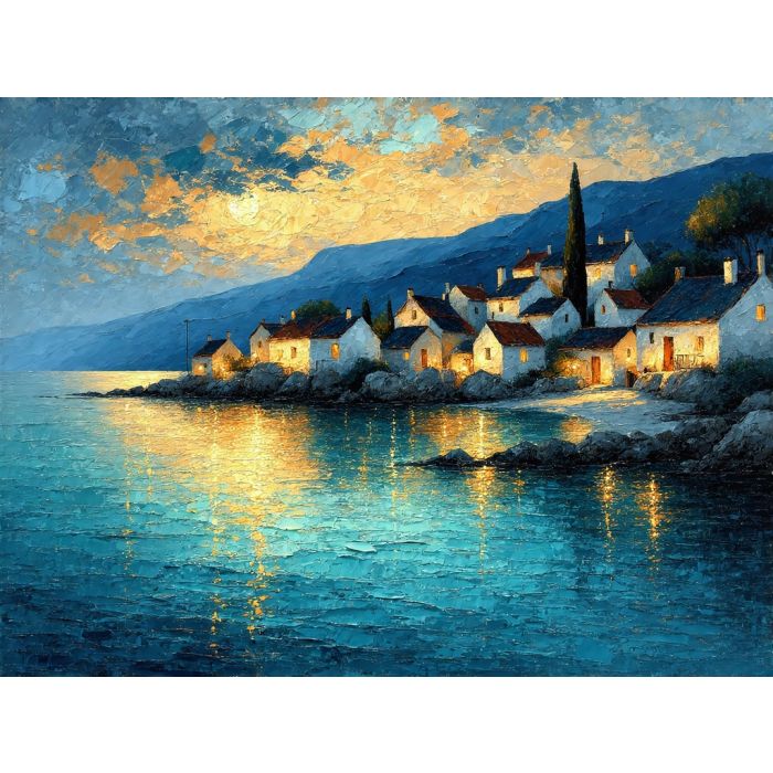 Evening Lights in the Seaside Village