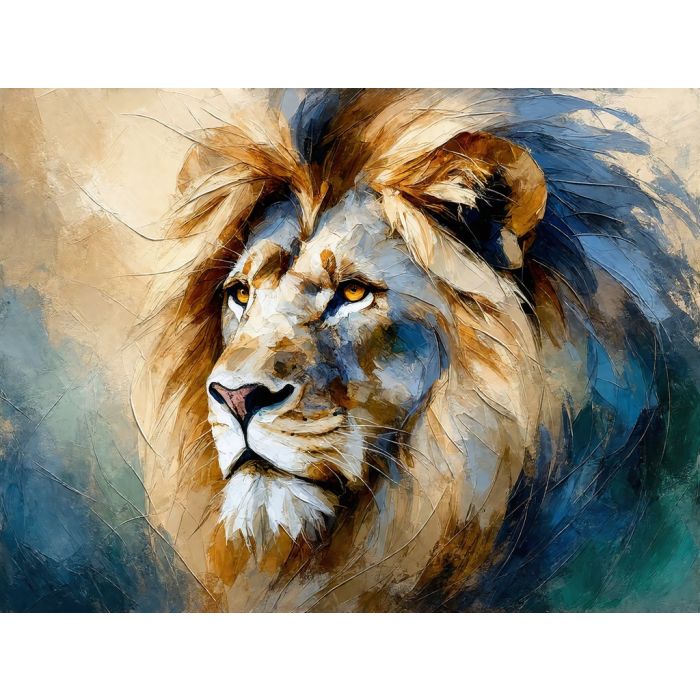 Golden-Maned Lion in a Painted Storm