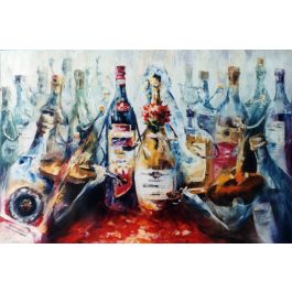 Wedding Of Bottles— Palette Knife Oil Painting On Canvas By Leonid 