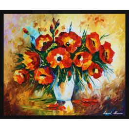 RED FLOWERS Original Oil Painting On Canvas By Leonid Afremov