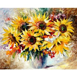 SUNFLOWERS — PALETTE KNIFE Oil Painting on Canvas by Leonid Afremov ...