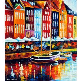 COPENHAGEN RIVER - DENMARK — PALETTE KNIFE Oil Painting On Canvas By ...