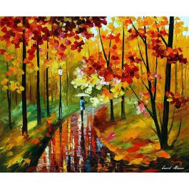 FALL RAINY PARK — PALETTE KNIFE Oil Painting On Canvas By Leonid ...