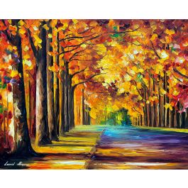 AUTUMN OAK ALLEY — PALETTE KNIFE Oil Painting On Canvas By Leonid ...