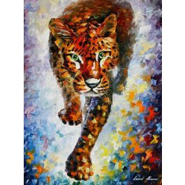 TIGER ON THE SNOW — PALETTE KNIFE Oil Painting On Canvas By Leonid Afremov  - Size 24x30