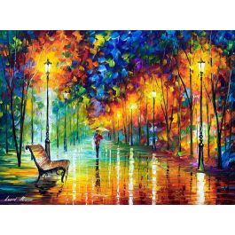 STROLL IN THE FOG PARK — PALETTE KNIFE Oil Painting On Canvas By Leonid ...