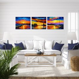 Set of 3 paintings hand-painted by Leonid Afremov
