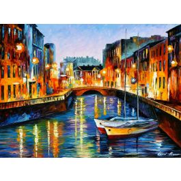 EVENING RIVER ST. PETERSBURG — PALETTE KNIFE Oil Painting On