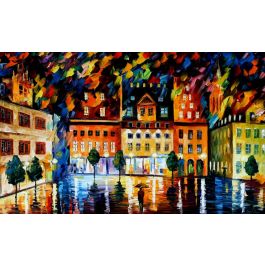 RAIN IN THE OLD CITY— PALETTE KNIFE Oil Painting On Canvas By Leonid ...