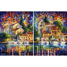 RESORT BY THE RIVER - SET OF 2 — PALETTE KNIFE Oil Painting On Canvas ...