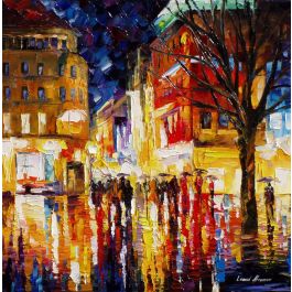 Strangers-at-night— Palette Knife Oil Painting On Canvas By Leonid 