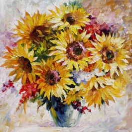 Sun-Flowers— PALETTE KNIFE Oil Painting On Canvas By Leonid Afremov ...