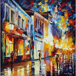 GLOWING RAIN — PALETTE KNIFE Oil Painting On Canvas By Leonid Afremov ...