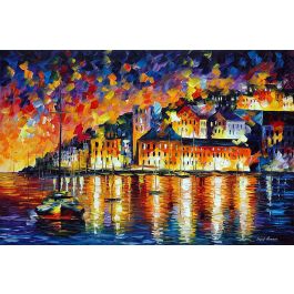 NIGHT HARBOR — PALETTE KNIFE Oil Painting On Canvas By Leonid Afremov ...