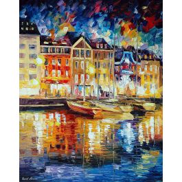 SILENCE IN THE HARBOR — PALETTE KNIFE Oil Painting On Canvas By Leonid  Afremov - Size 24