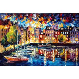 EVENING IN THE HARBOR — PALETTE KNIFE Oil Painting On Canvas By Leonid ...