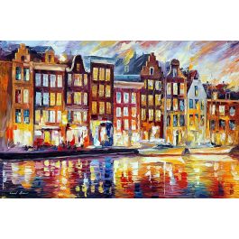 EVENING IN AMSTERDAM — PALETTE KNIFE Oil Painting On Canvas By Leonid ...