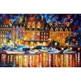 CASTLE BY THE RIVER — PALETTE KNIFE Oil Painting On Canvas By Leonid ...