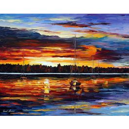 LAKE OKEECHOBEE - SUNSET FISHING — PALETTE KNIFE Oil Painting On Canvas By  Leonid Afremov - Size 24x30 (60cm x 75cm)