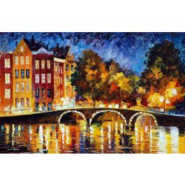 AMSTERDAM'S BRIDGE — PALETTE KNIFE Oil Painting On Canvas By Leonid ...