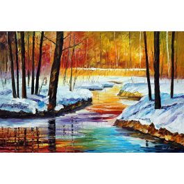 Landscape, Autumn River, Original Watercolor Painting, Firts retailer Snow, Forest Stream, Unframed.