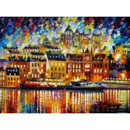 CITY ON THE WATER — PALETTE KNIFE Oil Painting On Canvas By Leonid ...