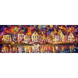 RED BRIDGEIN THE OLD CITY — PALETTE KNIFE Oil Painting On Canvas By ...