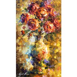 WILD ROSES - Original Oil Painting On Canvas By Leonid Afremov - 15