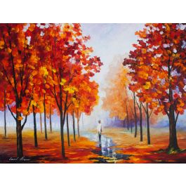 AUTUMN PINK FOG-Palette Knife Oil Painting On Canvas By Leonid Afremov ...