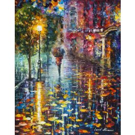 THE NIGHT RAIN - Palette Knife Oil Painting On Canvas By Leonid Afremov ...