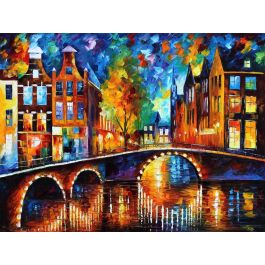 THE BRIDGES OF AMSTERDAM — PALETTE KNIFE Oil Painting On Canvas By ...