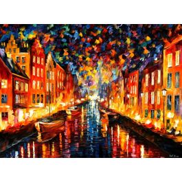 COPENHAGEN RIVER - Limited edition large-size unique mixed-media oil ...