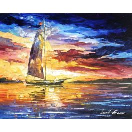 EVENING SAILING IN CANCUN - oil painting on canvas