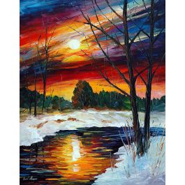 WINTER PERSPECTIVE- PALETTE KNIFE Oil Painting On Canvas By Leonid Afremov  - Size 16x20