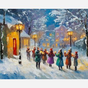 CAROLERS UNDER LANTERNS