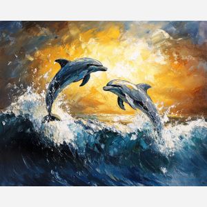 DOLPHINS IN SUNBEAMS