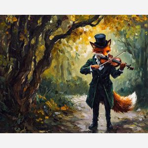 FOX VIOLINIST IN THE MOONLIT GLEN