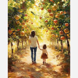 HOLDING HANDS THROUGH THE ORCHARD