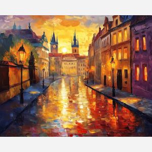 OLD TOWN PRAGUE UNDER A BINARY SUNSET