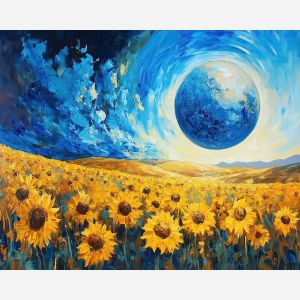 SUNFLOWERS BENEATH A GAS GIANT