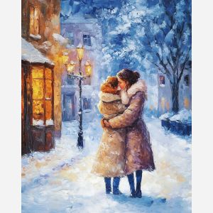 WARM EMBRACE IN A SNOWY VILLAGE