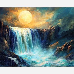 WATERFALL ON AN OXYGEN-RICH MOON